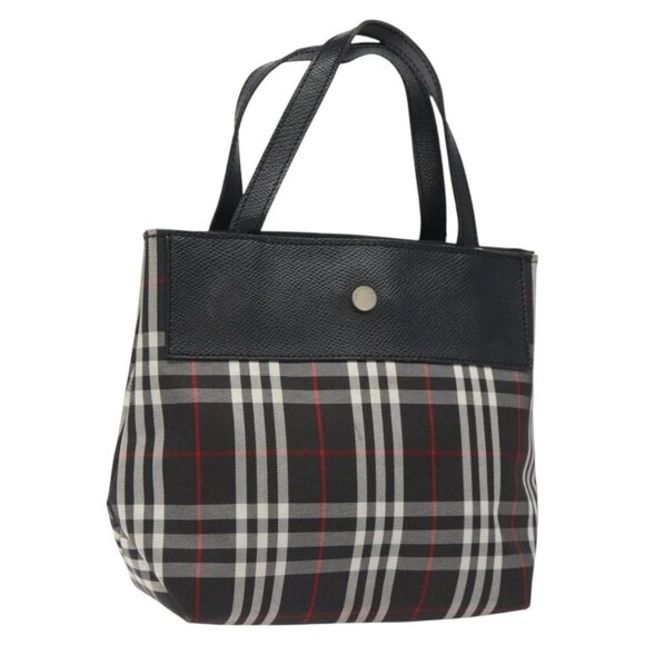 BURBERRY Nova Check Hand Bag Nylon Black Silver Auth th6090 - Picture 1 of 16